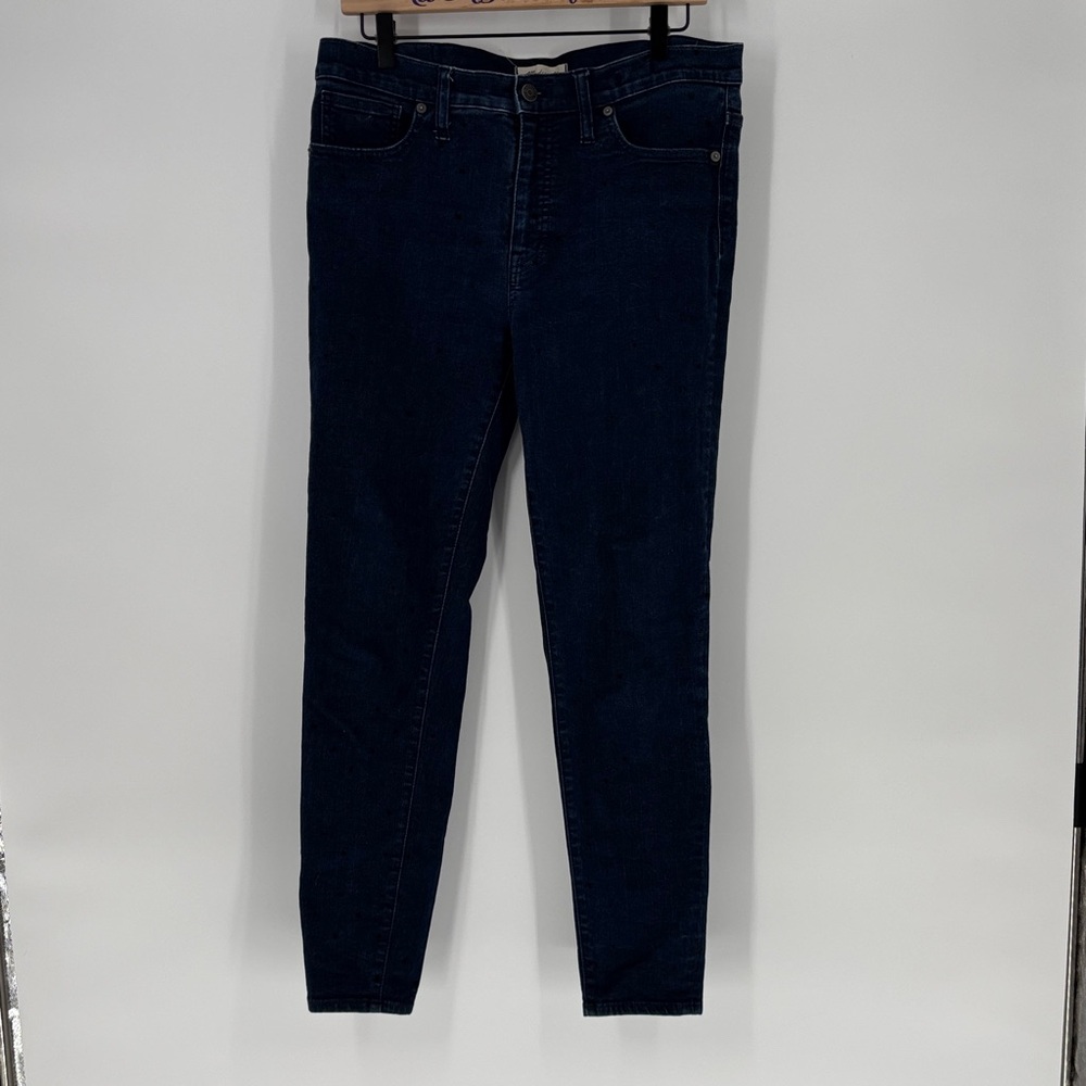 Madewell 9” high rise skinny with velour polka dots 31 jeans